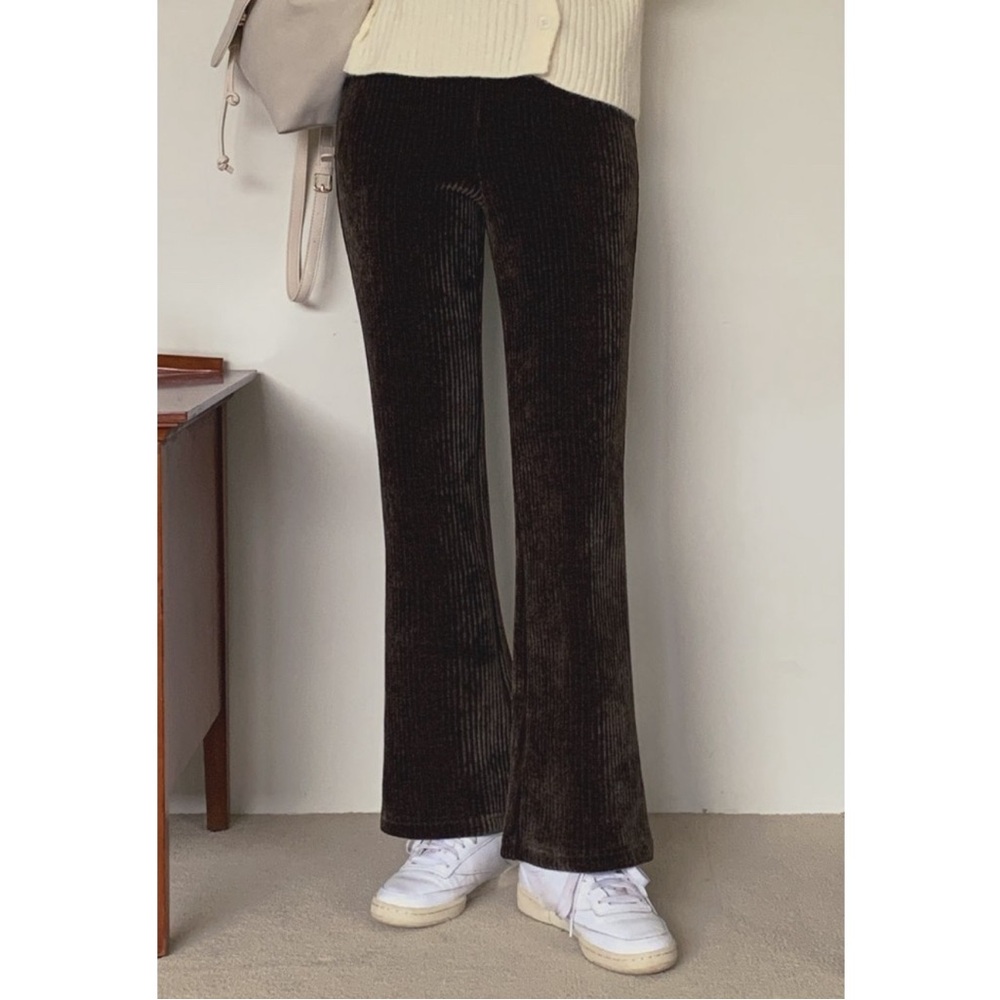 Uniqlo Corduroy Flare Pants Ribbed Soft Stretch in Gray Size Small